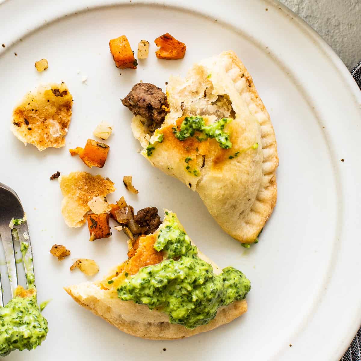 Spiced Sweet Potato Beef Empanadas with Irresistible Green Sauce